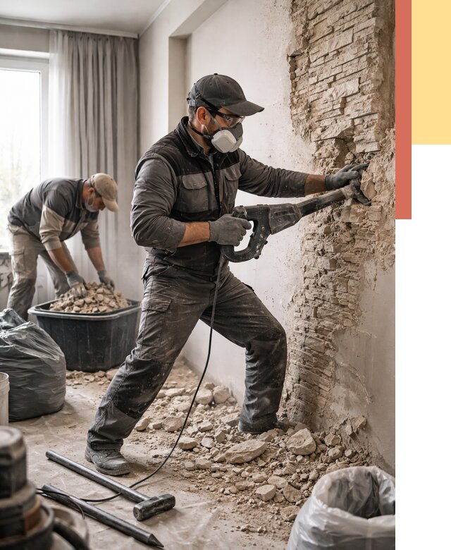 Демонтаж декоративного камня в Таганроге от 1476 руб/м² — быстро и недорого | ОТДЕЛОЧНИК-Тгн