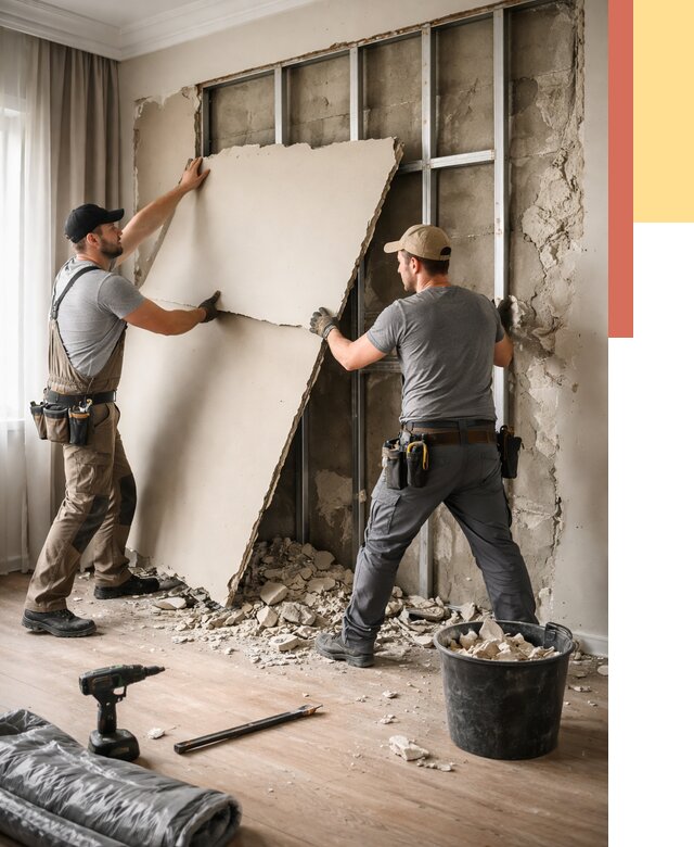 Демонтаж гипсокартона со стен в Таганроге от 356 руб. — услуги демонтажа | ОТДЕЛОЧНИК-Тгн