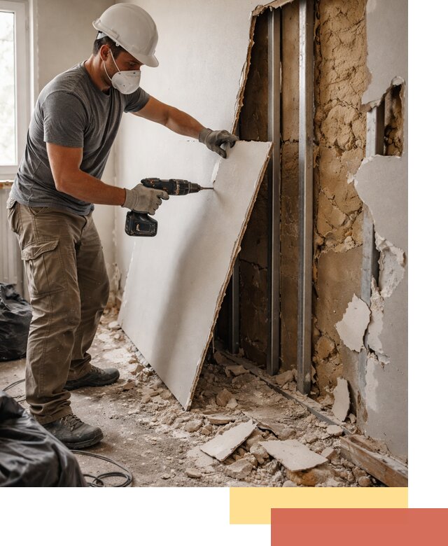 Демонтаж гипсокартона со стен в Таганроге качественно и быстро