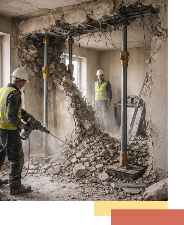 Снос несущих стен в Таганроге с гарантией безопасности и качества