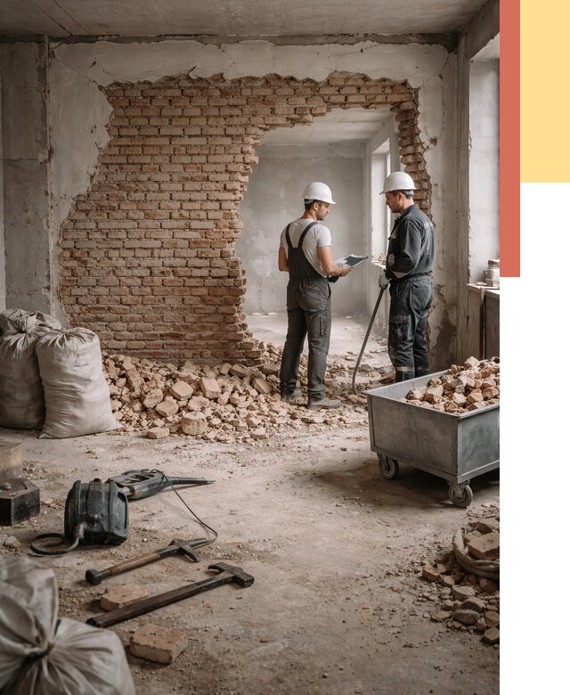 Демонтаж кирпичных стен в Таганроге от 4276 руб. — быстро, недорого, под ключ | ОТДЕЛОЧНИК-Тгн