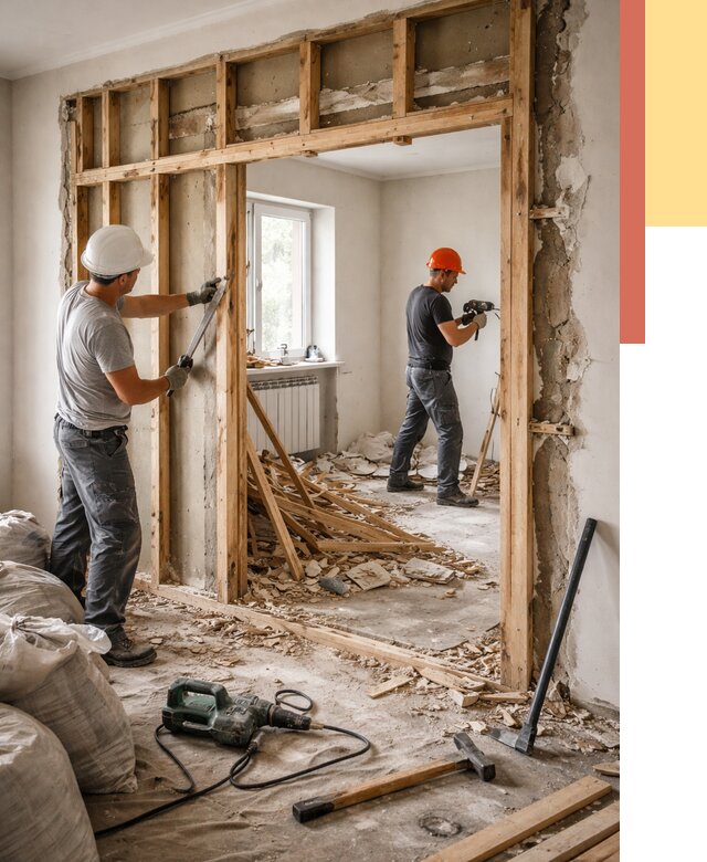 Демонтаж деревянных перегородок в Таганроге от 3258 руб. — быстро и недорого | ОТДЕЛОЧНИК-Тгн