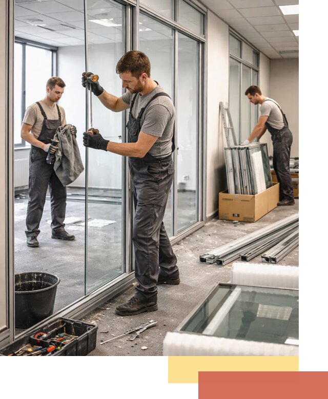 Демонтаж стеклянных перегородок в Таганроге быстро и безопасно