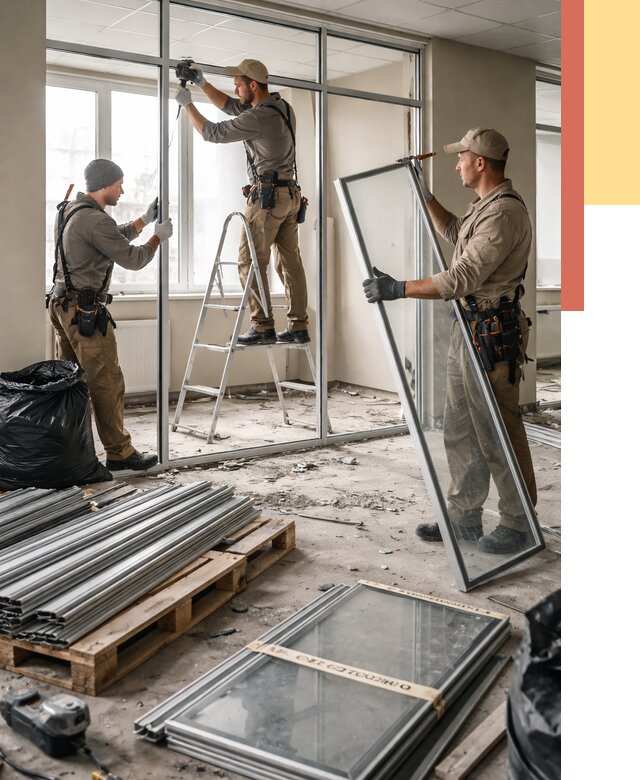 Демонтаж алюминиевых перегородок в Таганроге от 4276 руб. — быстро и недорого | ОТДЕЛОЧНИК-Тгн