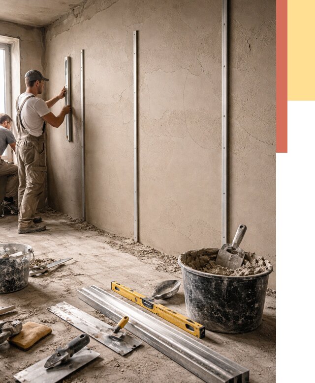 Штукатурка стен по маякам в Таганроге от 5600 руб./м² — выравнивание под ключ | ОТДЕЛОЧНИК-Тгн