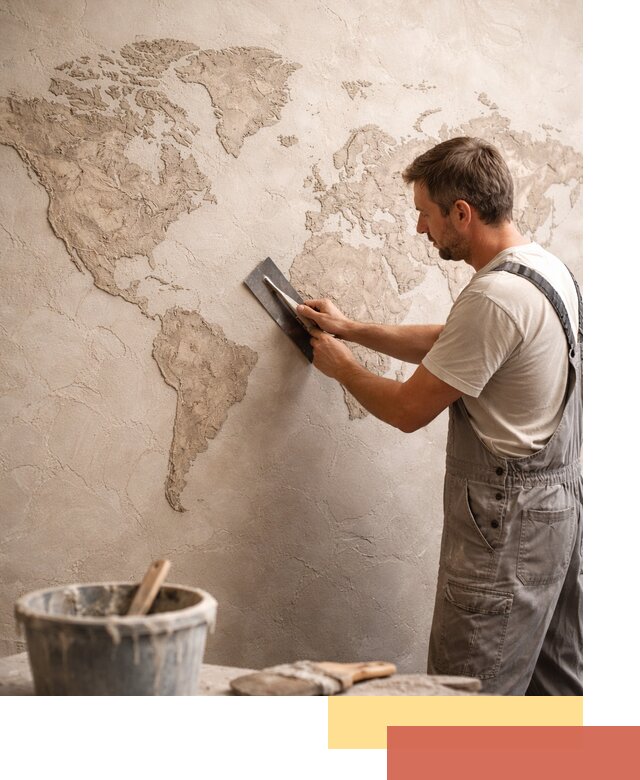 Декоративная штукатурка «Карта мира» под ключ в Таганроге