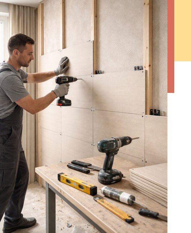 Монтаж МДФ панелей на стены в Таганроге от 1273 руб. под ключ | ОТДЕЛОЧНИК-Тгн