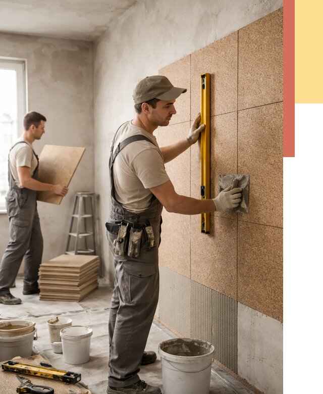 Монтаж пробковых панелей на стены в Таганроге от 3563 руб. — ОТДЕЛОЧНИК-Тгн