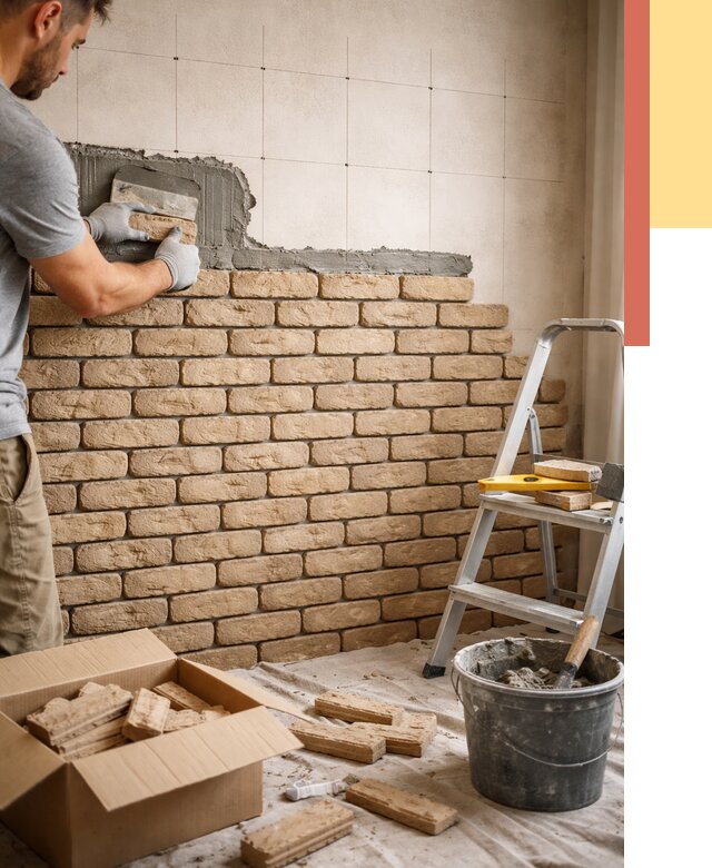 Монтаж декоративного кирпича в Таганроге от 3258 руб./м² — быстро и недорого | ОТДЕЛОЧНИК-Тгн