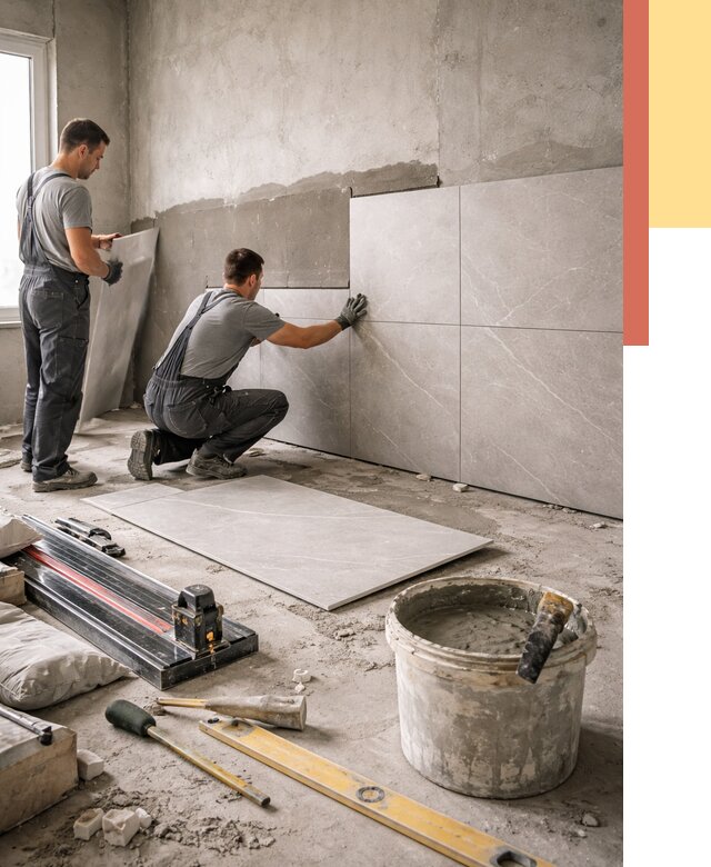 Облицовка стен керамогранитом в Таганроге от 4276 руб./м² — услуги под ключ | ОТДЕЛОЧНИК-Тгн