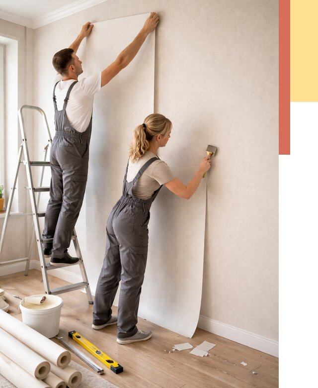 Поклейка флизелиновых обоев в Таганроге от 6109 руб. | Быстро и недорого — ОТДЕЛОЧНИК-Тгн