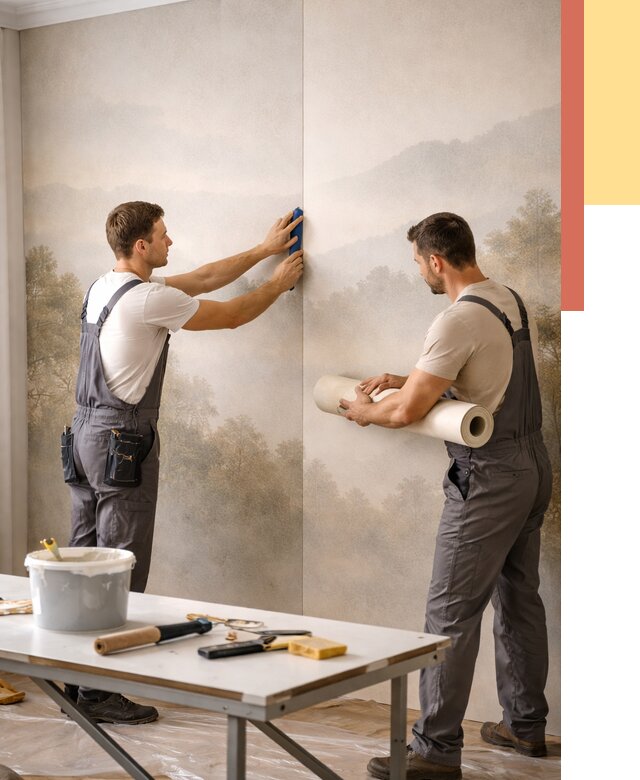 Поклейка фотообоев в Таганроге от 8654 руб/м² — быстро и недорого | ОТДЕЛОЧНИК-Тгн