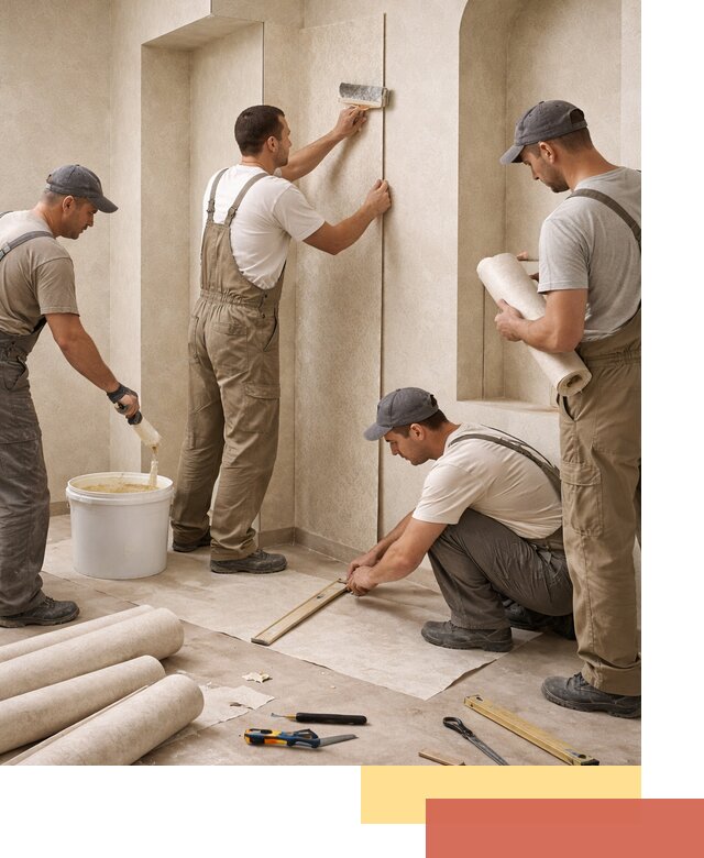 Поклейка обоев на сложные стены и неровные поверхности в Таганроге