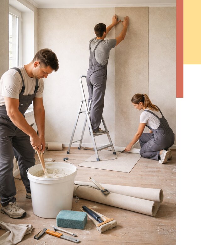 Оклейка стен обоями в Таганроге от 3563 руб/м2 — быстро и недорого | ОТДЕЛОЧНИК-Тгн