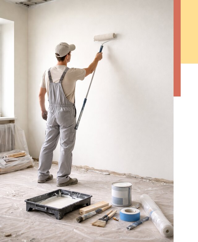 Покраска стен водоэмульсионной краской в Таганроге от 458 руб. за м² | ОТДЕЛОЧНИК-Тгн