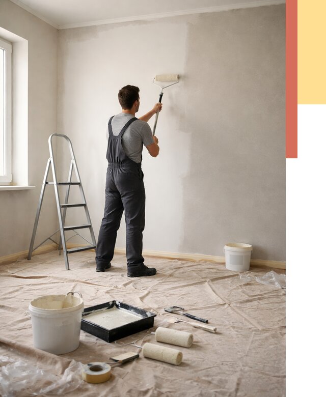 Покраска стен моющейся краской в Таганроге от 356 руб./м² — быстро и недорого | ОТДЕЛОЧНИК-Тгн