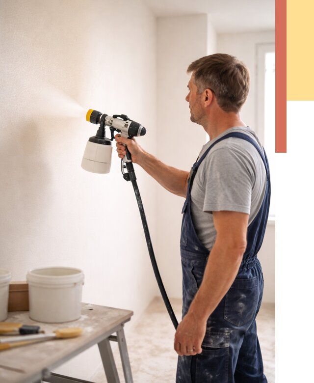 Покраска стен краскопультом в Таганроге от 7636 руб. — механизированная покраска | ОТДЕЛОЧНИК-Тгн