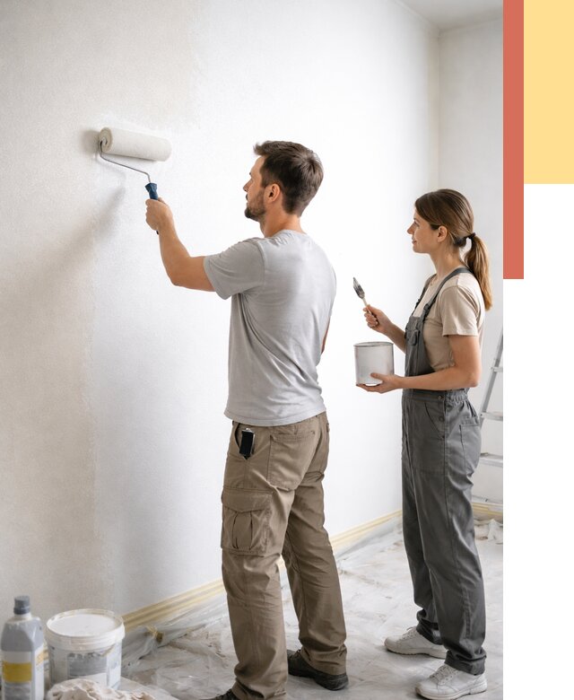 Окраска стен по стеклохолсту в Таганроге от 4581 руб/м² под ключ | ОТДЕЛОЧНИК-Тгн