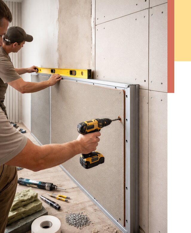 Шумоизоляция стен панелями ЗИПС в Таганроге от 2240 руб./м² под ключ | ОТДЕЛОЧНИК-Тгн