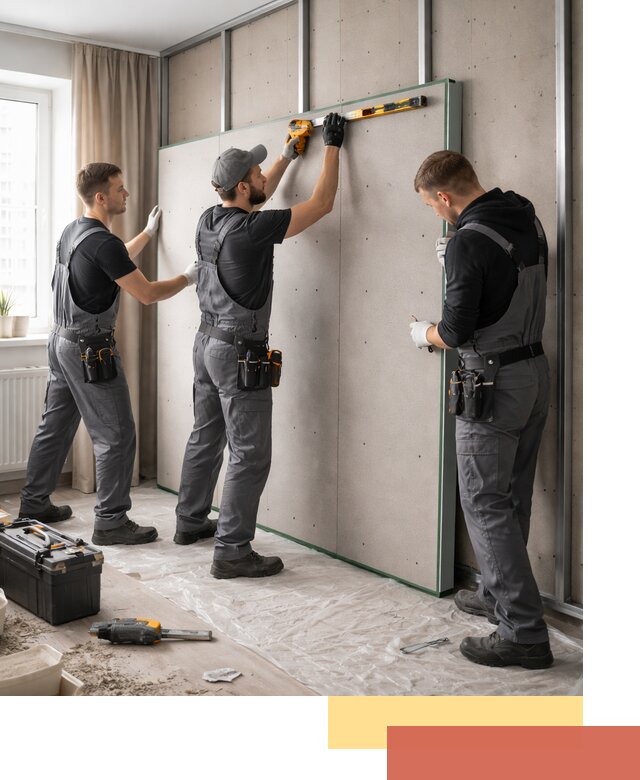 Шумоизоляция стен панелями ЗИПС в Таганроге для жилых и коммерческих помещений