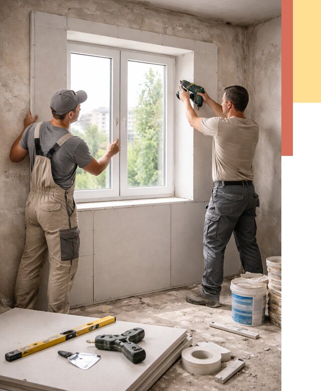 Монтаж откосов из гипсокартона в Таганроге от 4581 руб. под ключ | ОТДЕЛОЧНИК-Тгн