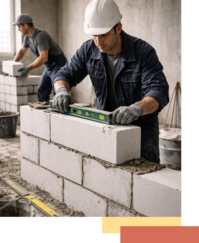 Кладка перегородок из пеноблока под ключ в Таганроге