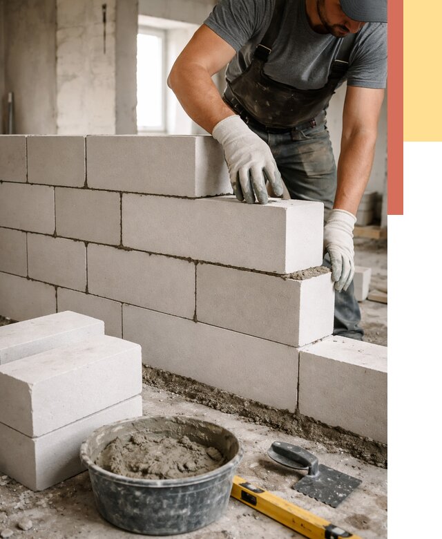 Кладка перегородок из силикатного блока в Таганроге от 4072 руб. под ключ | ОТДЕЛОЧНИК-Тгн