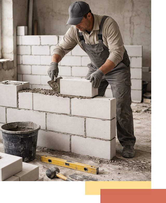 Кладка перегородок из силикатного блока в Таганроге