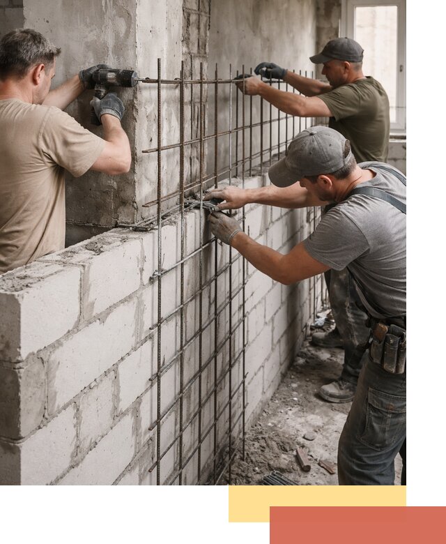 Армирование кладки перегородок в Таганроге профессионально и надёжно