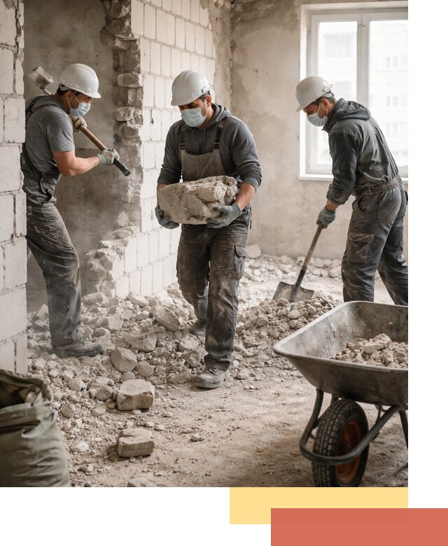 Демонтаж блочных перегородок в Таганроге быстро и аккуратно