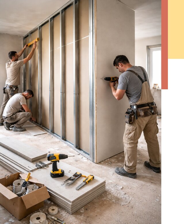 Монтаж однослойной перегородки из гипсокартона в Таганроге от 662 руб. | ОТДЕЛОЧНИК-Тгн