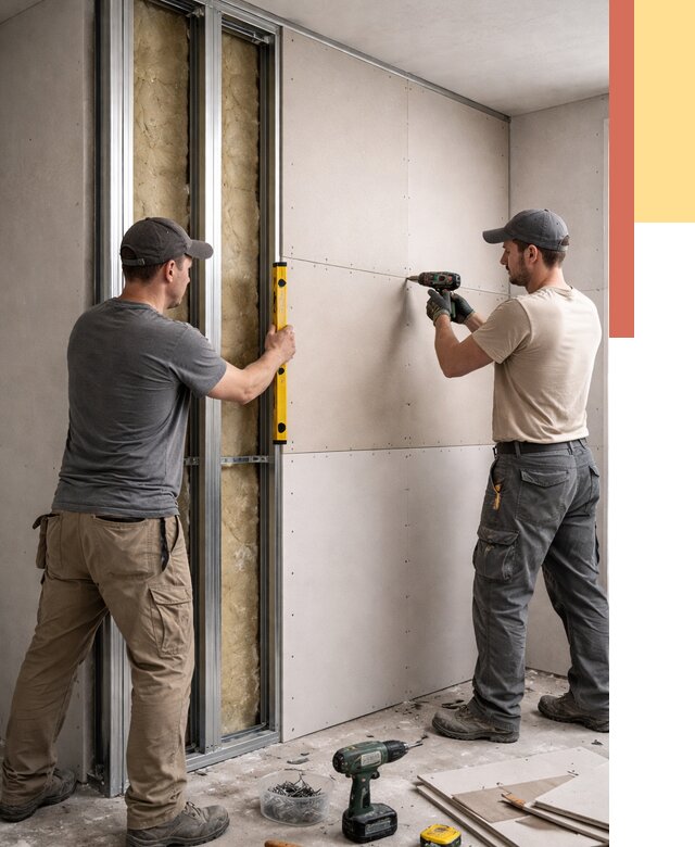 Монтаж двухслойной перегородки из гипсокартона в Таганроге от 1476 руб. | ОТДЕЛОЧНИК-Тгн