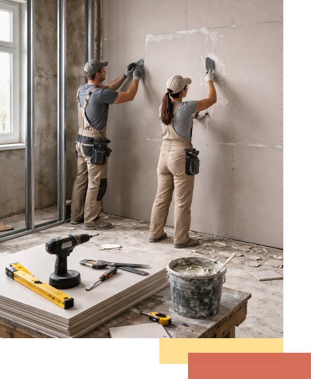 Монтаж двухслойной перегородки из гипсокартона в Таганроге