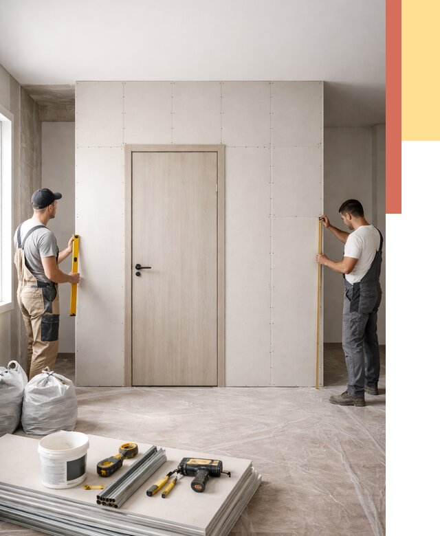 Перегородка из гипсокартона с дверью в Таганроге от 4581 руб. под ключ | ОТДЕЛОЧНИК-Тгн