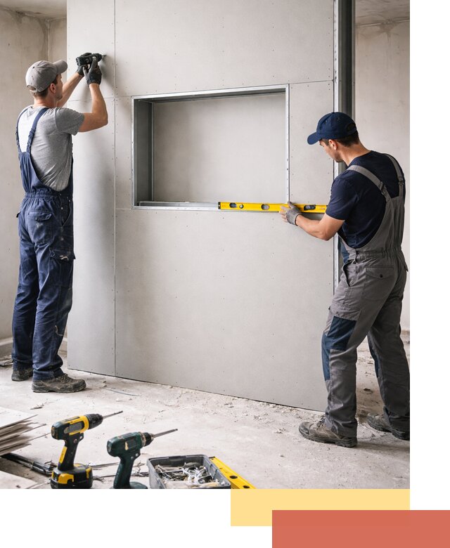 Перегородка из гипсокартона с нишей под декор в Таганроге