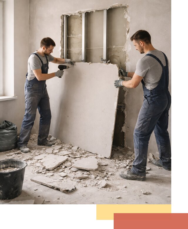 Демонтаж перегородки из гипсокартона в Таганроге быстрый и аккуратный