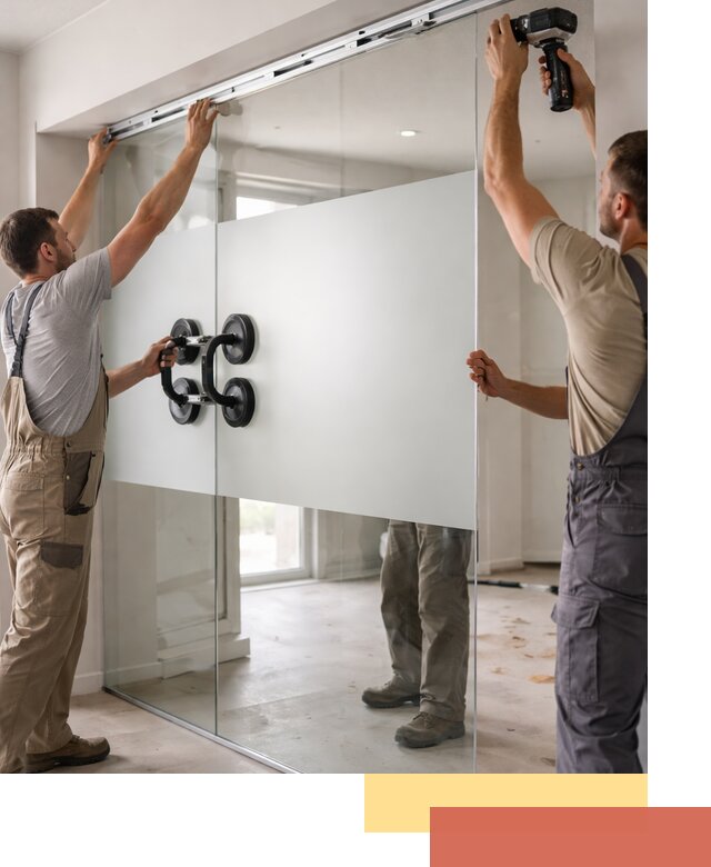 Матовые стеклянные перегородки под ключ в Таганроге