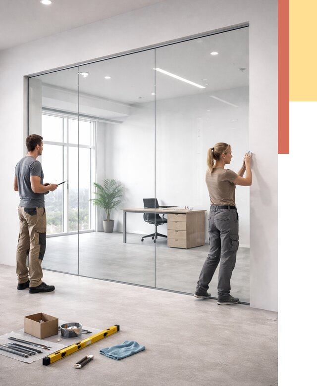 Перегородки из закаленного стекла в Таганроге от 9672 руб. под ключ | ОТДЕЛОЧНИК-Тгн