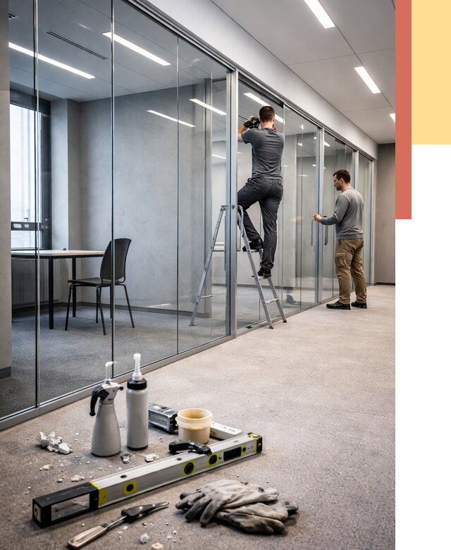 Стеклянные офисные перегородки в Таганроге от 8654 руб. — монтаж и установка | ОТДЕЛОЧНИК-Тгн