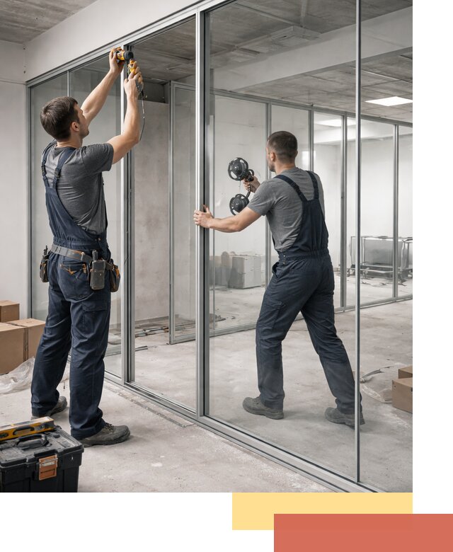 Алюминиевые перегородки со стеклом в Таганроге — изготовление и монтаж