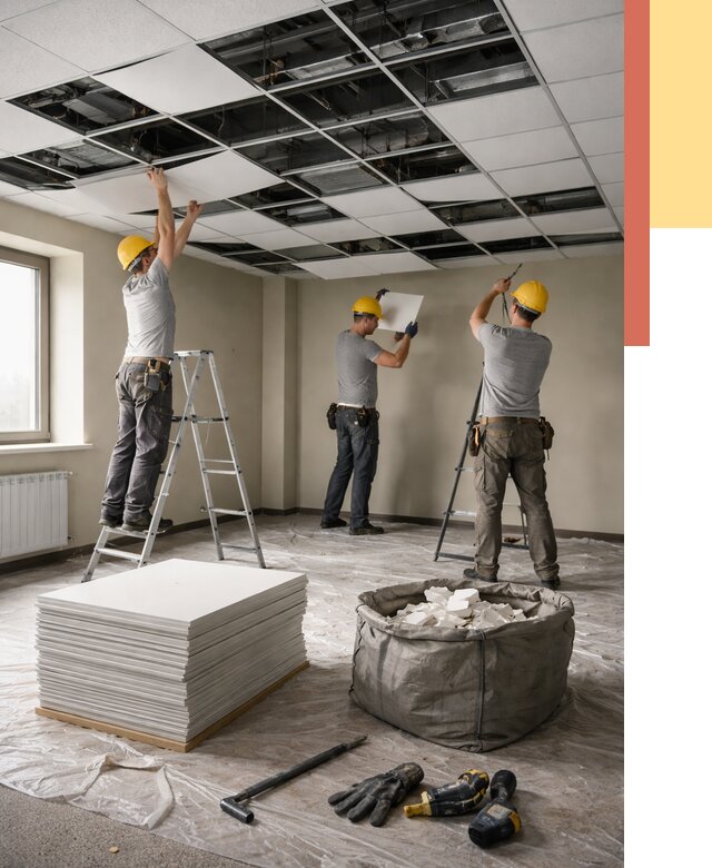 Демонтаж потолка Армстронг в Таганроге от 4581 руб. быстро и недорого | ОТДЕЛОЧНИК-Тгн