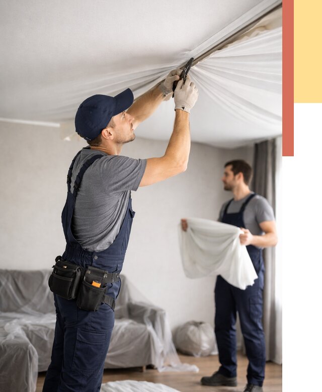 Демонтаж натяжного потолка в Таганроге от 4581 руб. — снятие и разбор под ключ | ОТДЕЛОЧНИК-Тгн