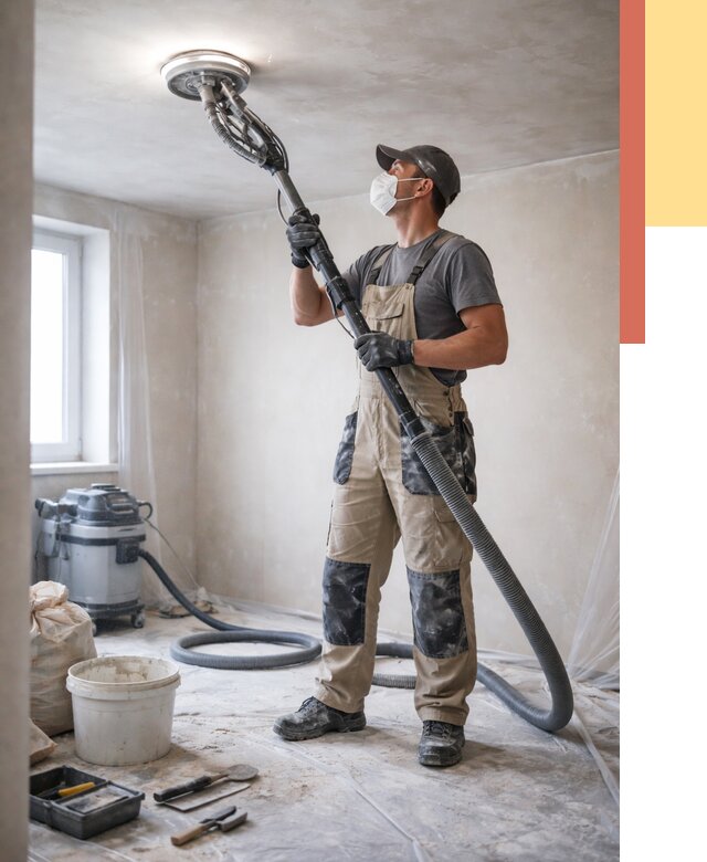 Шлифовка потолка в Таганроге от 3563 руб. — услуги шлифования потолка | ОТДЕЛОЧНИК-Тгн