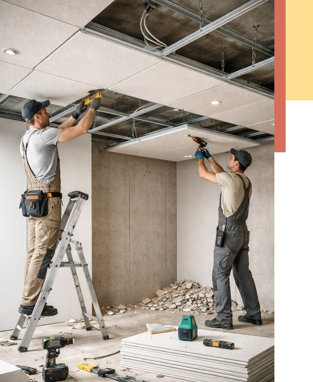 Монтаж акустического потолка в Таганроге от 6618 руб/м2 — быстро и недорого | ОТДЕЛОЧНИК-Тгн