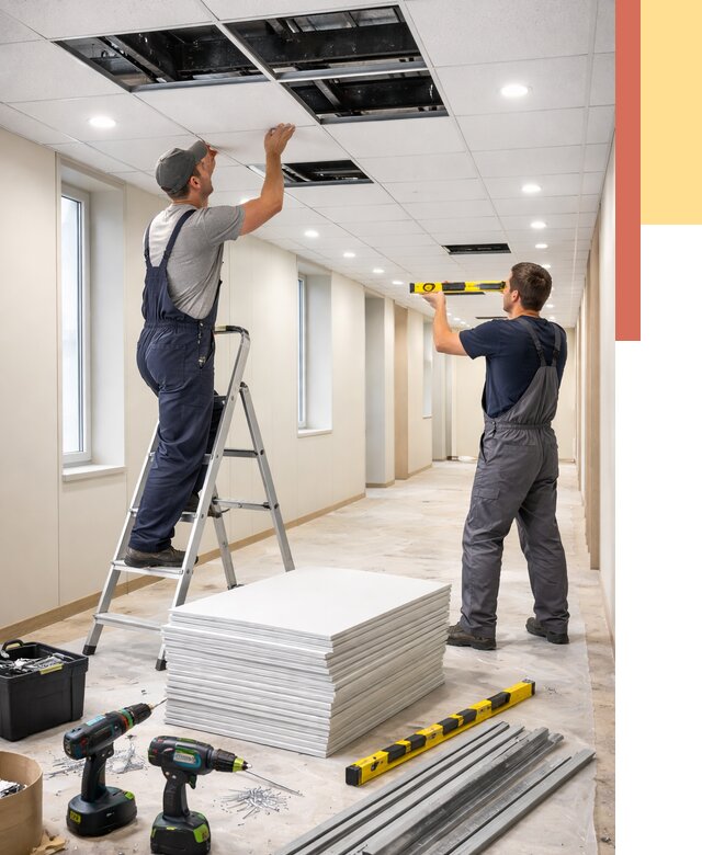 Ремонт потолка Армстронг в Таганроге от 4581 руб. — быстро и недорого | ОТДЕЛОЧНИК-Тгн