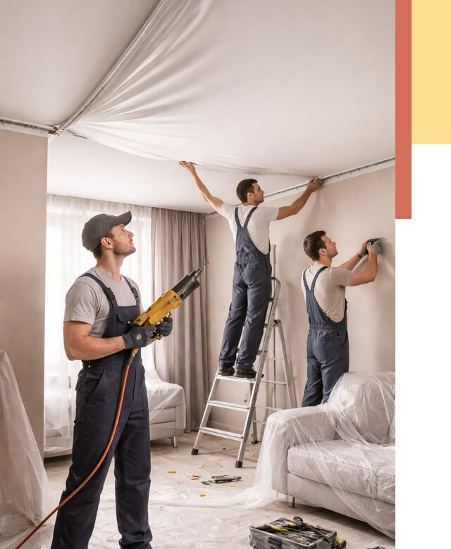 Установка натяжного потолка в Таганроге от 4581 руб. | Быстро и недорого — ОТДЕЛОЧНИК-Тгн