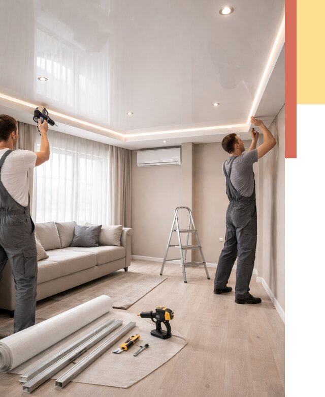 Монтаж глянцевого натяжного потолка в Таганроге от 764 руб. под ключ | ОТДЕЛОЧНИК-Тгн