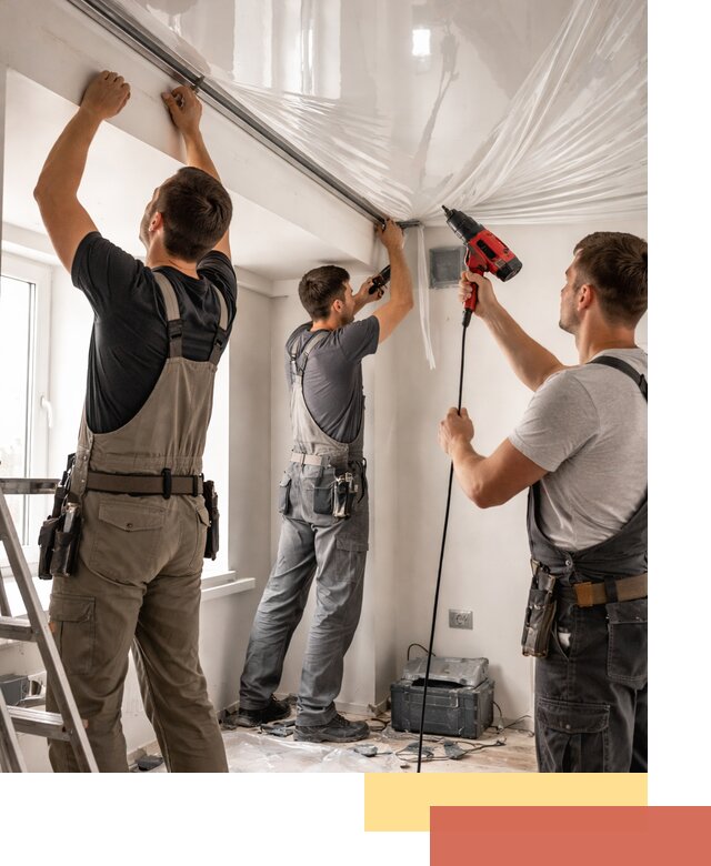 Монтаж глянцевого натяжного потолка в Таганроге быстро и качественно