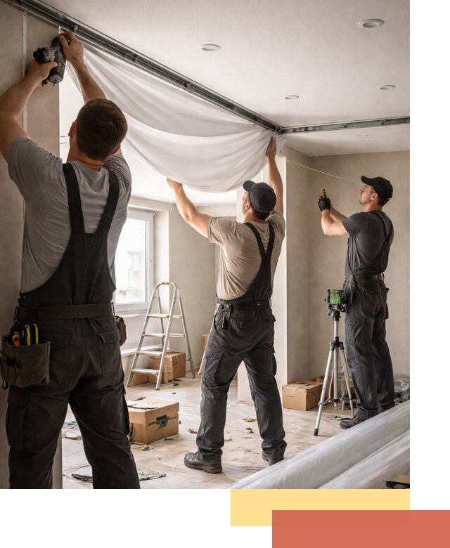 Монтаж парящего натяжного потолка под ключ в Таганроге