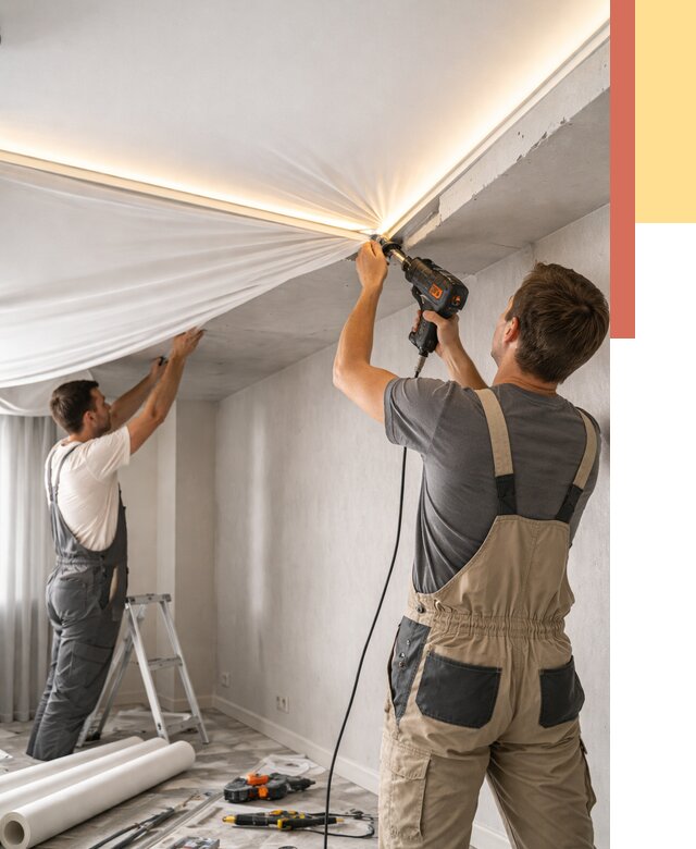 Монтаж натяжного потолка с подсветкой в Таганроге от 967 руб. | ОТДЕЛОЧНИК-Тгн